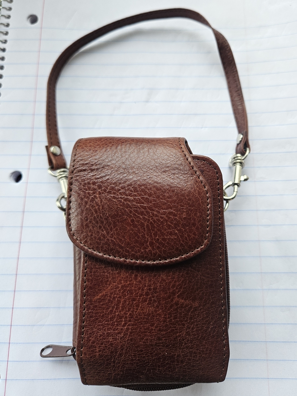 Vintage Wilsons Italian Brown Leather Small Crossbody Wallet Phone Belt Clip